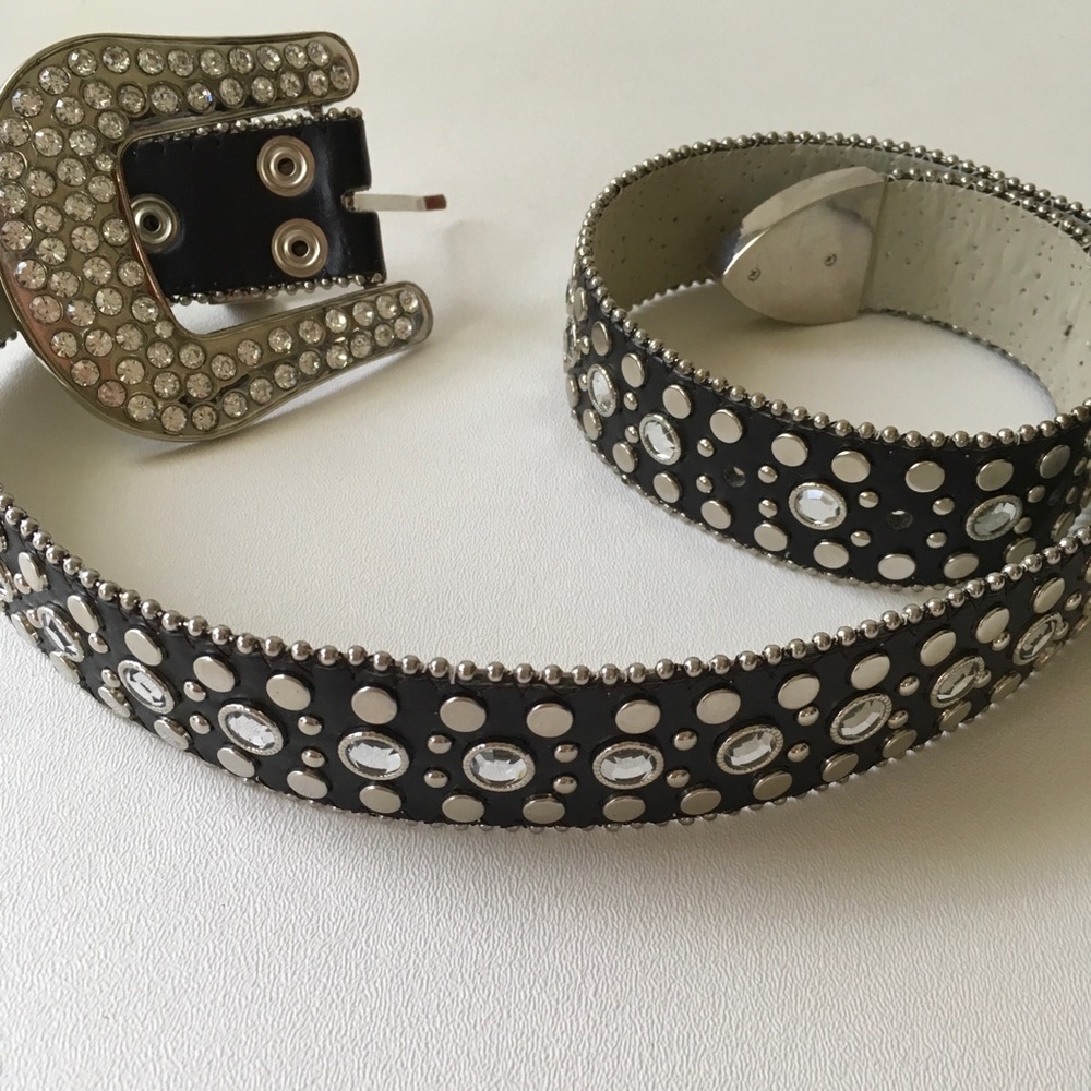 Western Style leather rhinestone belt